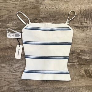 Aritzia Babaton Women's XS Sculpt Knit Cami in White and Navy Stripe NWT